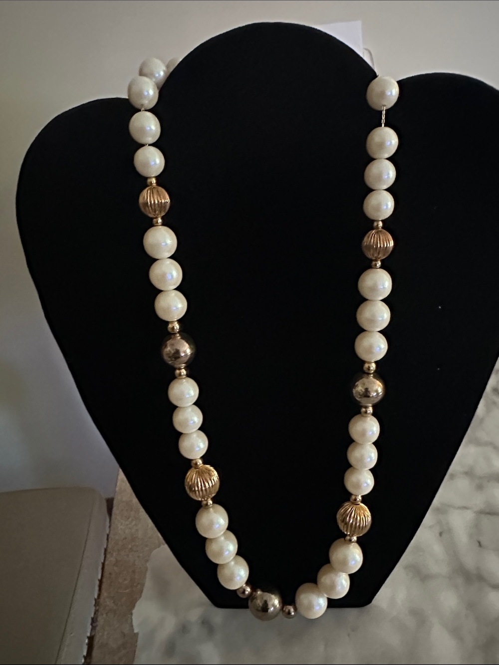 Citation Vintage Brand Faux Pearl and white  Gold Beaded Statement Necklace